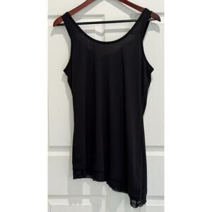 Nanette Lepore Black Asymmetrical Scoop Back Bow Sleeveless Tunic Top Tank Med